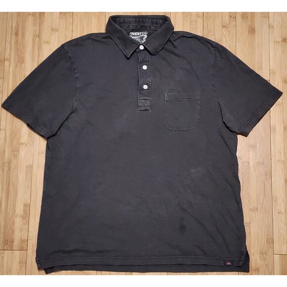 Faherty Brand Mens L Short Sleeve Sunwashed Polo Shirt Organic Cotton Logo Brown - Picture 1 of 7